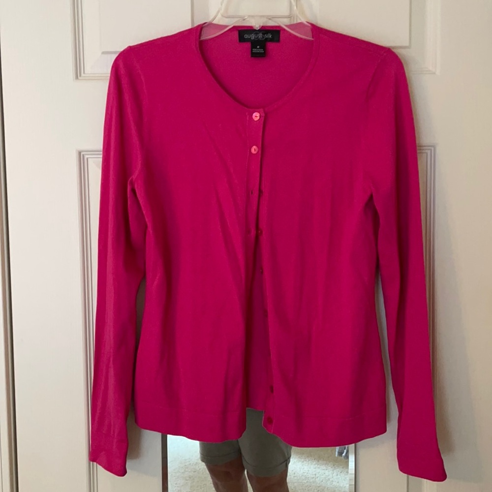 Dark pink lightweight cardigan sweater